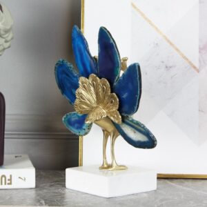 Tượng chim công bằng đá mã não cao cấp