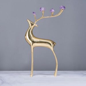 Hươu gắn đá thạch anh tím cao cấp