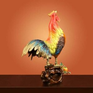 Tượng gà trống gáy gam màu rực